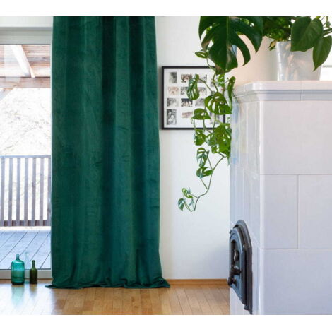 RIDEAU VELOURS SUR RUBAN 140x250 VERT OCCULTANT (1/2)