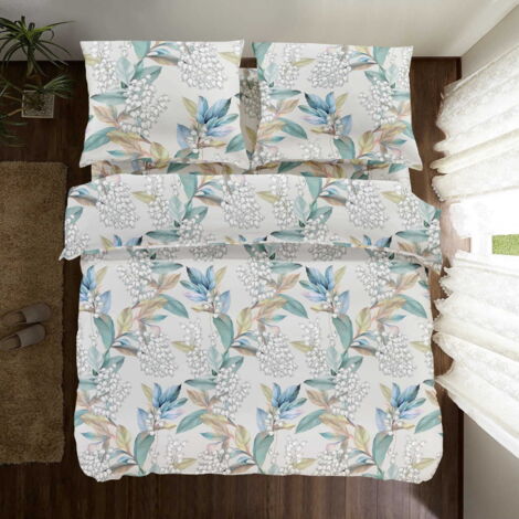 PARURE DE LIT EN COTON 160x200 FLEURS (1/4)