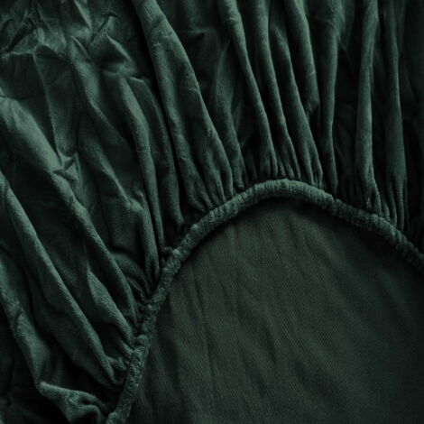 Drap housse « BEAR » 160x200+28 vert bouteille (1/4)