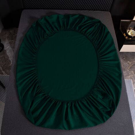 DRAP HOUSSE COTON 160x200+25 VERT BOUTEILLE (1/3)