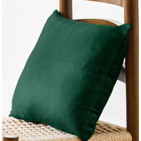 Lot De 2 Taies D'Oreiller Velours Vert 45x45cm - Housses Coussin Luxueuses Avec Cuir Doré - Décoration Canapé