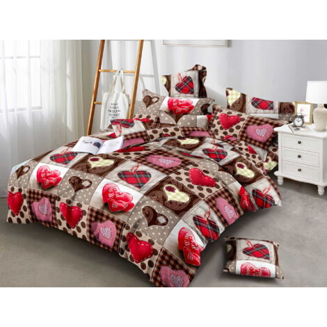 LINGE DE LIT EN COTON 200x200 COEURS (1/5)