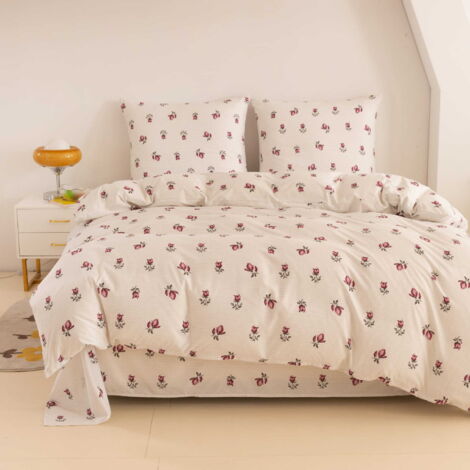 Parure de lit en coton 220x200 roses (1/5)