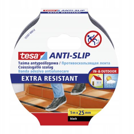 Ruban antidérapant Tesa pour escaliers 5 m 25 mm noir