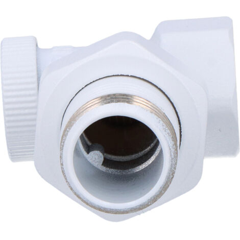 Vanne De Radiateur Coudée Avec Vidange 15mm X 1/2" - Chromée, Avec écrou De Compression