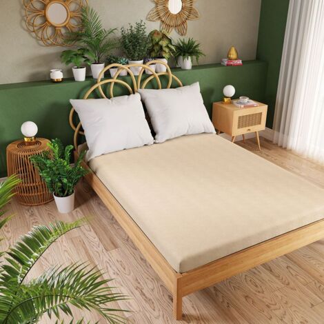 DREAMY PREMIUM Jersey - Beige Délice - Drap 160x200cm (1/2)