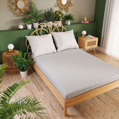 Drap-housse en jersey DREAMY PREMIUM - gris clair - 120x200cm (1/2)