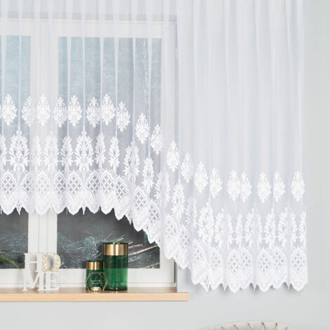 LUDMIŁA - Rideau jacquard prêt à poser avec découpe en bas - 600x160 cm - blanc (1/5)