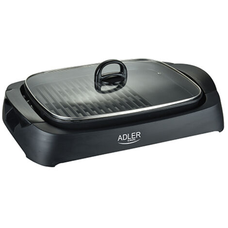 Gril électrique 3000W – Design compact 51x34x16 cm – 2 zones de cuisson – Couvercle en verre pour surveillance – Revêtement antiadhésif – Tresice France - AD6610