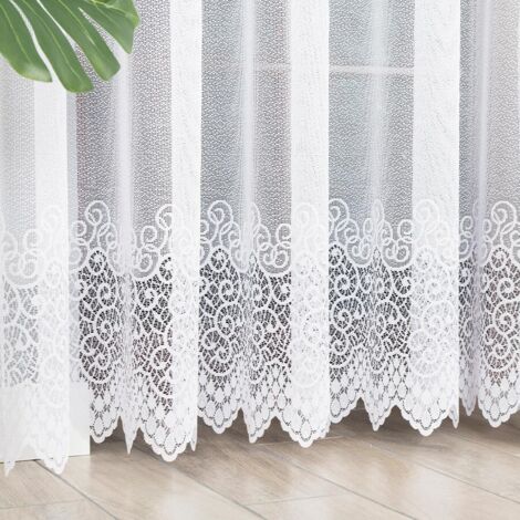 VIOLETTA - Rideau jacquard prêt-à-poser à bas droit - 300x250 cm - blanc