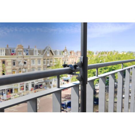 Porte-parapluie de jardin à fixation horizontale pour balustrades rondes - PLATINUM noir Homms (1/3)