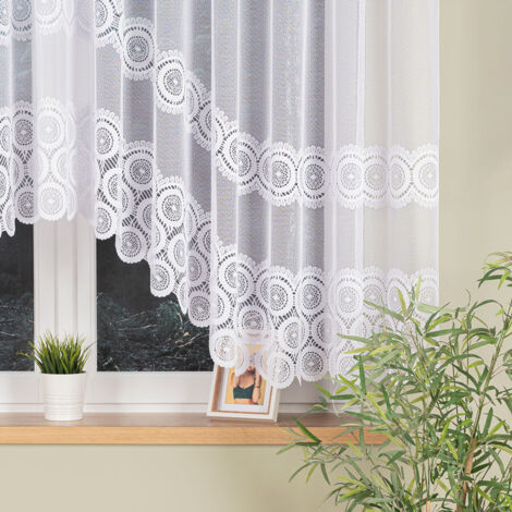 MALWINA - Rideau jacquard prêt-à-poser avec découpe en bas - 410x160 cm - blanc (1/5)