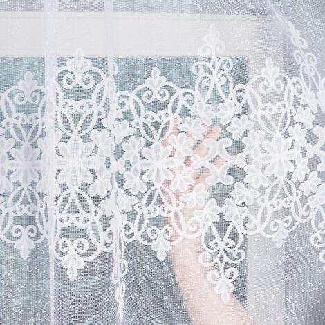 Jacquard Blanc Fleuri – Tissu Prêt à Nouer – Neuf – Idéal Pour Loisirs Créatifs