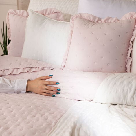 Couvre-lit à volants VERONA - Élégance rose pour la chambre - 200x220cm