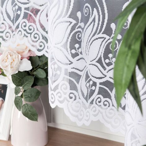 Jacquard Blanc Fleuri Prêt à Nouer - Tissu Au Mètre - Stock Neuf UK