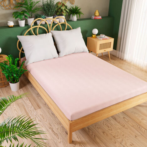 Drap housse DREAMY PREMIUM en jersey rose 120x200cm (1/2)