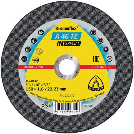 Disque à tronçonner en acier 150x1,6 KLINGSPOR A46TZ