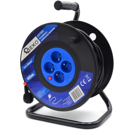 Masterplug Pro-XT Enrouleur De Câble 40 M - Rallonge 3 Prises Schuko IP55 - Câble Haute Visibilité 3x2,5 Mm² Pour Chantier