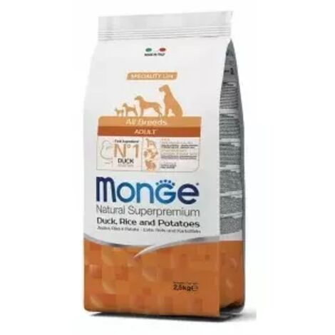 Canard monoprotéiné Monge avec riz et pommes de terre 2,5 kg