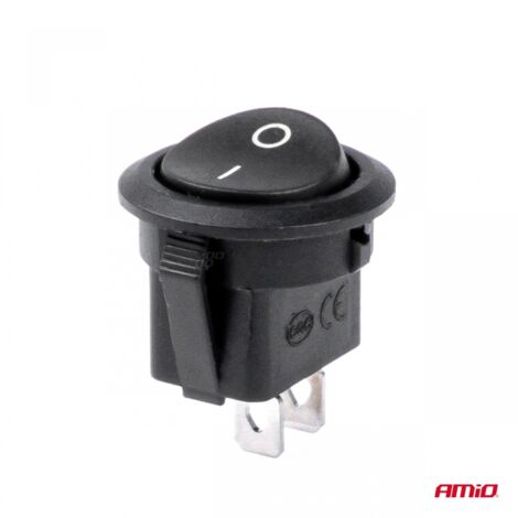 Interrupteur ON OFF, rond noir, AMIO-03083