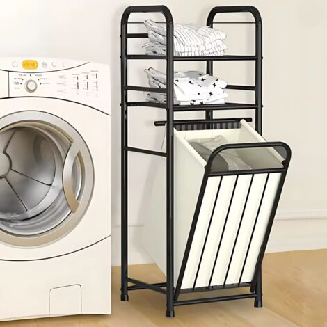 Panier à linge étagère salle de bain 98,5 x 37 x 35 cm – Résistant à l'humidité – Design moderne pour petits espaces - BASKET7