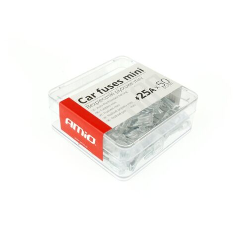 Lot de 50 mini fusibles à lame pour voiture 25 A AMIO-02222