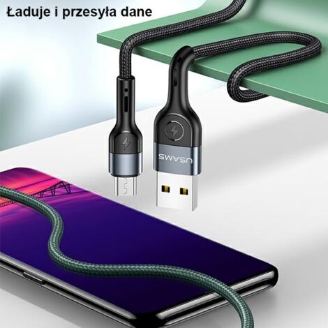 Câble micro USB USAMS 1 m Charge rapide Vert (1/5)