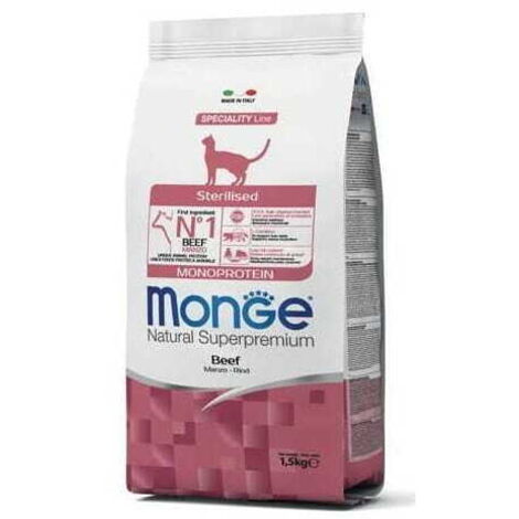 Croquettes monoprotéinées Monge pour chats stérilisés au bœuf 1,5 kg