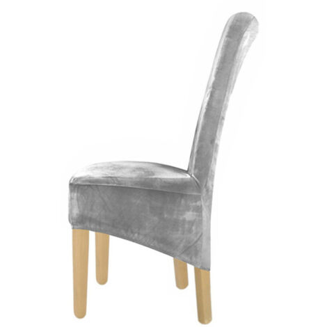Housse de chaise XL en velours élastique gris clair [21DW] (1/5)