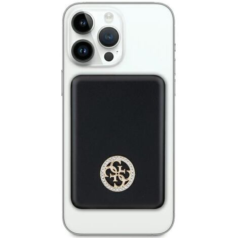 Batterie externe inductive 15 W Guess MagSafe 5 000 mAh Noir 4G Logo métal strass (1/4)