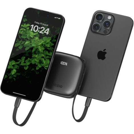 Batterie externe 4 en 1 Bazic Fusion 10 000 mAh PD20W USB-C/Lightning noire (1/5)