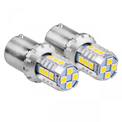 Ampoules LED CANBUS 3030 16SMD 1156 BA15S P21W R10W R5W Blanc 12V 24V AMIO-02796 (1/2)