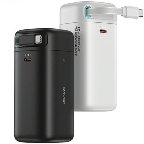 Batterie externe avec câble USB-C rétractable USAMS 18 000 mAh PD45W Blanc (1/5)