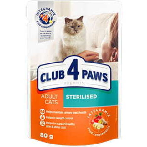 CLUB 4 PATTES PREMIUM CHAT ADULTE Stérilisé au poulet - sachet de 80 g