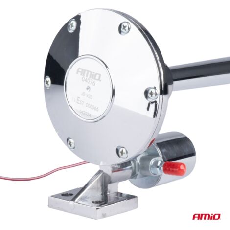 Klaxon fanfare signal sonore chromé 640 mm 12V 24V AMIO-04076