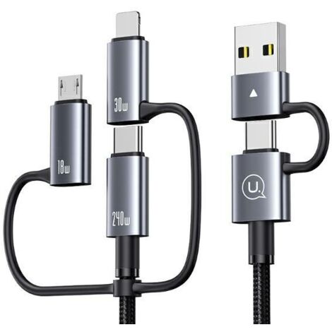 Câble USB-C 240 W USAMS 1,2 m Charge rapide Argent (1/5)