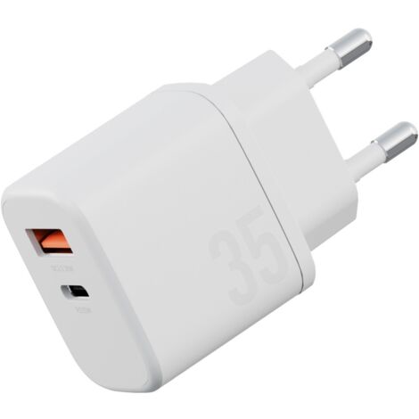 Chargeur mural Bazic Goport Velox Kit 1xUSB-C 1xUSB-A GaN 35W avec câble tressé Blanc (1/5)