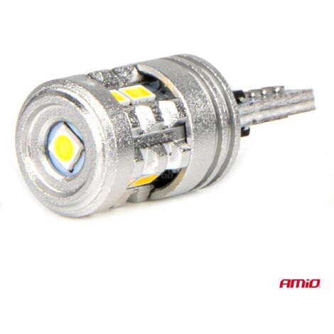 Ampoules LED STANDARD T10 W5W 6x3020 + 1x3030 SMD Blanc 12V 24V AMIO-03718 (1/3)