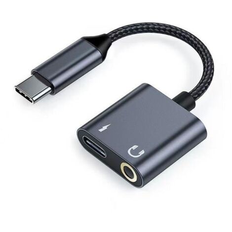 Adaptateur répartiteur USB-C vers USB-C/jack 3,5 mm Beline 60 W, noir