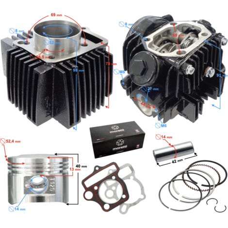 Cylindre et culasse Moretti pour cyclomoteur 4T 125cc 154FMH