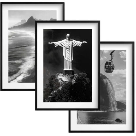 Affiches et photos en noir et blanc pour mur avec cadres de la ville de Rio de Janeiro