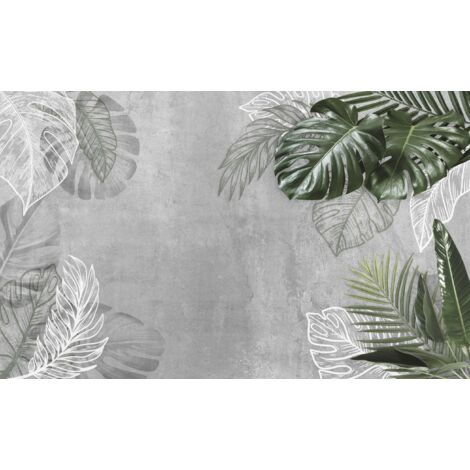 Tapis magnétique pour cache radiateur Feuilles blanches et vertes 60x100cm
