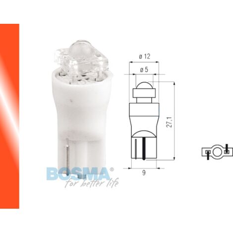 Ampoule BOSMA 12V 1LED STANDARD T10 ROUGE DIAMANT BLISTER (1/3)