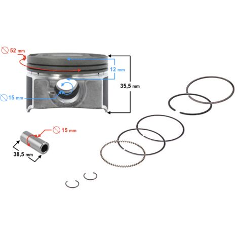 Piston 125cc pour scooter B-Max (diamètre de l'axe : 15 mm) (1/3)