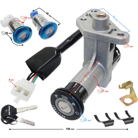 Kit Interrupteur D'Allumage Pour Scooter Piaggio Zip 50, Rai, Gilera - Avec Clé, Remplacement 573512