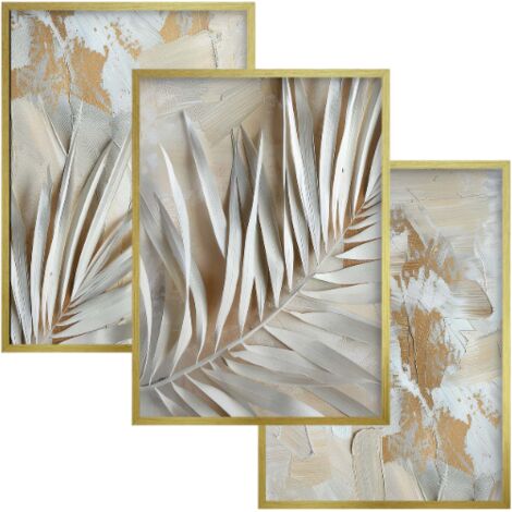 Affiches et tableaux muraux dorés, décoration murale glamour pour salon et chambre à coucher