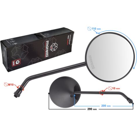 Rétroviseurs R+R (diamètre de filetage 10 mm) pour cyclomoteur Ranger Classic - noir avec homologation (1/2)