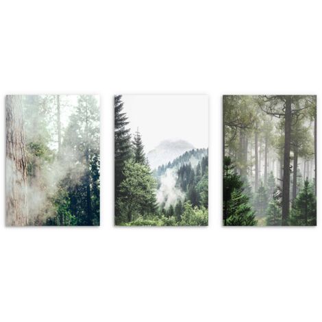 Affiches pour la chambre, affiches pour le mur du salon Forêt dans le brouillard 3x30x40cm (1/5)
