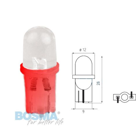 Ampoule BOSMA 12V 1LED STANDARD T10 ROUGE BLISTER (1/3)