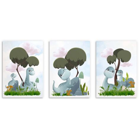 Ensemble d'affiches pour enfants dinosaures pastel pour une chambre d'enfant 30x40 (1/5)